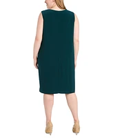 R & M Richards Plus Rhinestone-Trim Jacket Sheath Dress