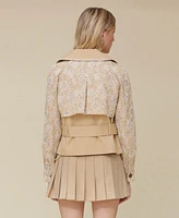 Avec Les Filles Women's Cropped Combo Trench Jacket