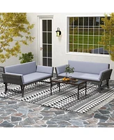 Gouun Outdoor Convertible Sofa Daybed with Adjustable Armrests for Balcony