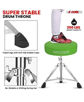 5 Core Drum Throne Padded Adjustable Guitar Stool Drummer Seat for Adults & Kids - Green