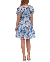 julia jordan Women's Short-Puff-Sleeve Fit & Flare Dress