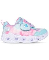 Skechers Toddler Girls Heart Lights - Lovin Reflection Light-Up Fastening Strap Casual Sneakers from Finish Line