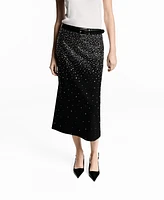 Mango Women's Rhinestones Detail Midi Skirt