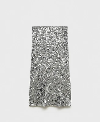 Mango Women's Sequin Midi Skirt