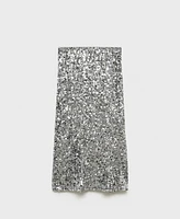 Mango Women's Sequin Midi Skirt