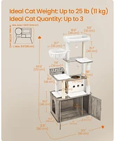 Slickblue 66.9-Inch Cat Tree Tower with Litter Box Enclosure for Play and Privacy