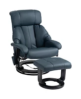 Homcom Massage Recliner Chair with Footstool, 360° Swivel Recliner,