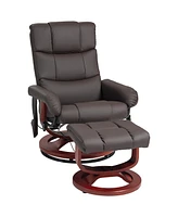 Homcom Pu Leather Massage Recliner with Ottoman and Remote,