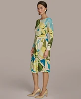 Donna Karan New York Women's Printed Draped-Sash Dress