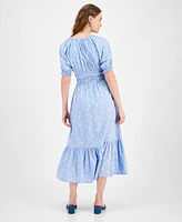 And Now This Women's Printed Cotton Puff-Sleeve Maxi Dress, Exclusively at Macy's