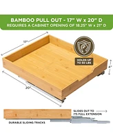 Florida Brands Bamboo Wooden Pull Out Cabinet Organizer with Heavy Duty Metal Rails and Bamboo Basket 17 x 20 In