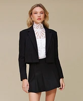 Avec Les Filles Women's Peak-Lapel Cropped Blazer