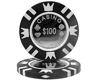 Slickblue Poker Chips with Coin Metal Inlay - 25-Pack, $100 Denomination for Casino-Style Games