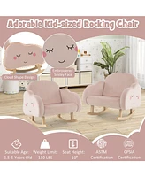 Gouun Upholstered Toddler Rocker with Solid Wood Legs and Non-slip Foot Pads
