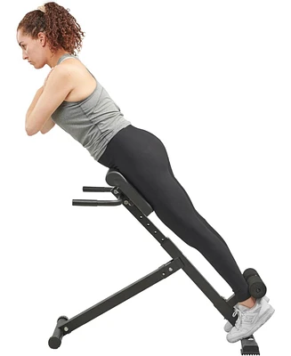 Lifepro Adjustable Hyperextension Bench for Glutes, Hamstrings, and Lower Back - Foldable Home Gym Equipment