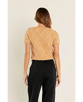endless rose Women's Diamond Pattern Knit