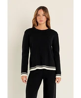 English Factory Women's Contrast Stripe Detail Knit Top