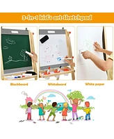 Gouun Kids Art Easel with Paper Roll Double Sided Chalkboard and Whiteboard