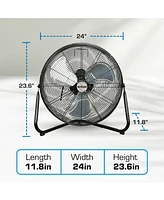 Hurricane Pro Series 20" High Velocity Heavy Duty Metal Orbital Floor Fan, Black