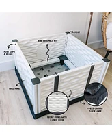 Ezwhelp EZclassic 28" x 28" Puppy Dog Whelping Box Playpen w/Rails & Liner, Gray