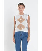 English Factory Women's Argyle Knit Vest