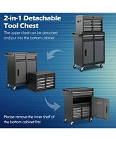 5-Drawer Rolling Tool Chest Cabinet Metal Storage Box Lockable with Wheels