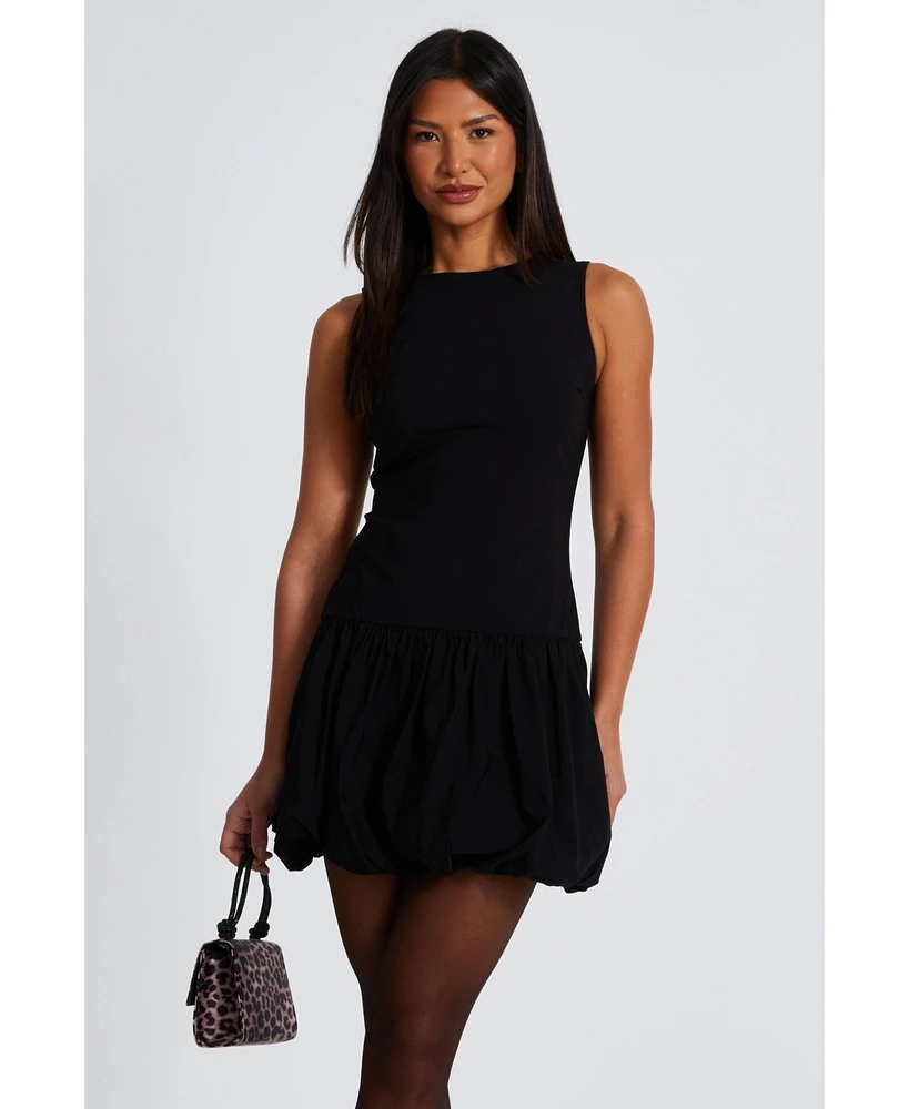Quiz Women's Bengaline Round Neck Puff Skirt Skater Dress