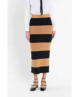 English Factory Women's Striped Knit Midi Skirt