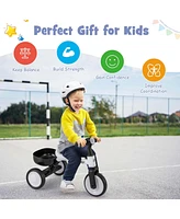 Costway 2-In-1 Kids Tricycle Auxiliary Balance Bike with Detachable Pedals Toddler Tricycle