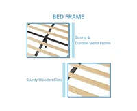 gaomon Twin Bed Frames Boys, Twin Velvet Upholstered Bed Frame with Adjustable Headboard, Strong Wood Slat Support, No Box Spring Needed