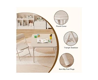 Boys and Girls Folding Table and Chairs Set of 3, Portable Table and Chair with Pu Soft Cushion, No Installation Required, Suitable for Eating