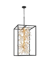 Possini Euro Design Carrine 20" Modern Pendant Chandelier Ceiling Light Fixture Dining Room Over Table Kitchen Island Foyer Hanging Unique 6-Light Bla