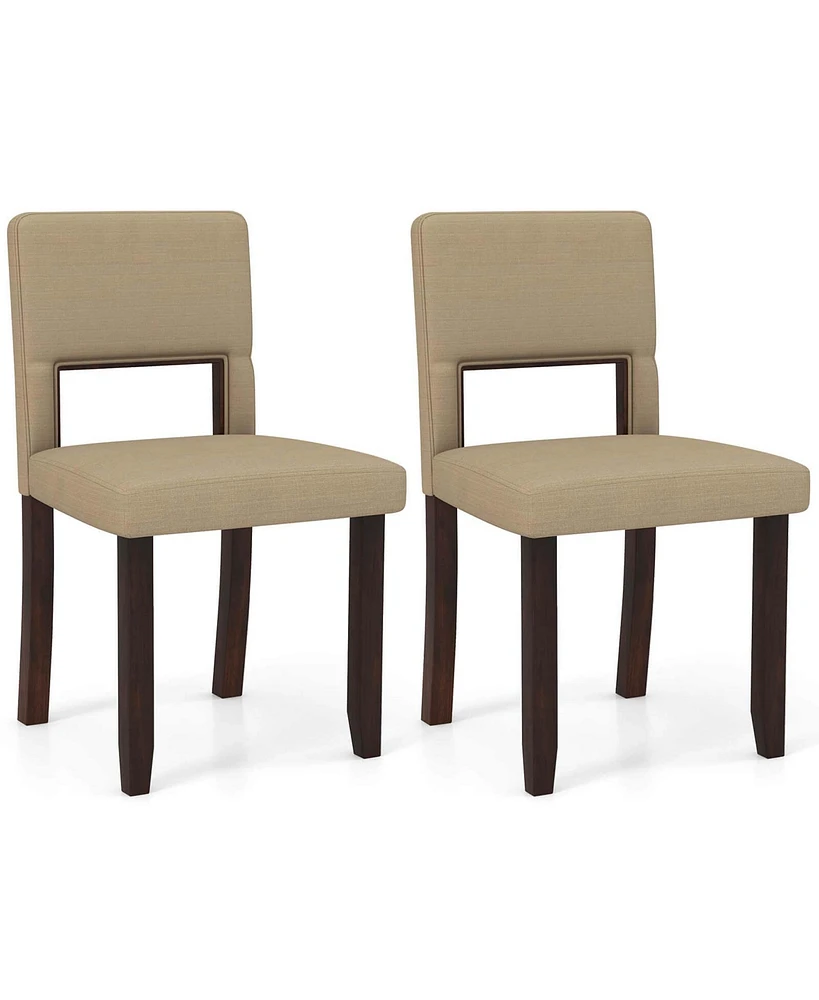 Costway Wooden Dining Chair Set of 2 with Acacia Wood Frame Padded Seat & Back Home