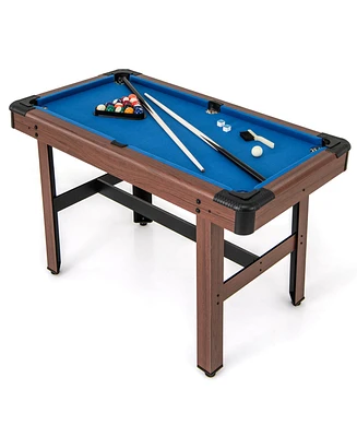 Costway 48" Pool Table for Kids & Adults with Full Set of Balls 2 Cue Sticks Chalks