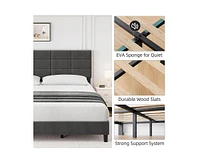 gaomon King Bed Frame, Linen Upholstered Platform King Bed Frame with Height Adjustable Headboard