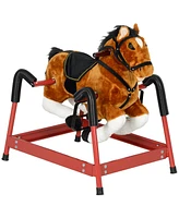 Qaba Spring Rocking Horse, Kids Ride on Horse w/ Saddle