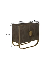 Boyel Living 2-Door Accent Cabinet with U-Shape Stainless Steel Leg