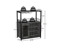 gaomon Wine Bar Cabinet with Detachable Wine Rack, Bar Rack Cabinet with Glass Holder and 1 Drawer, Mesh Door
