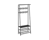 gaomon Coat Rack Shoe Bench with 10 Hooks, Hall Trees Entryway Bench with Storage, Multifunctional Hallway Organizer