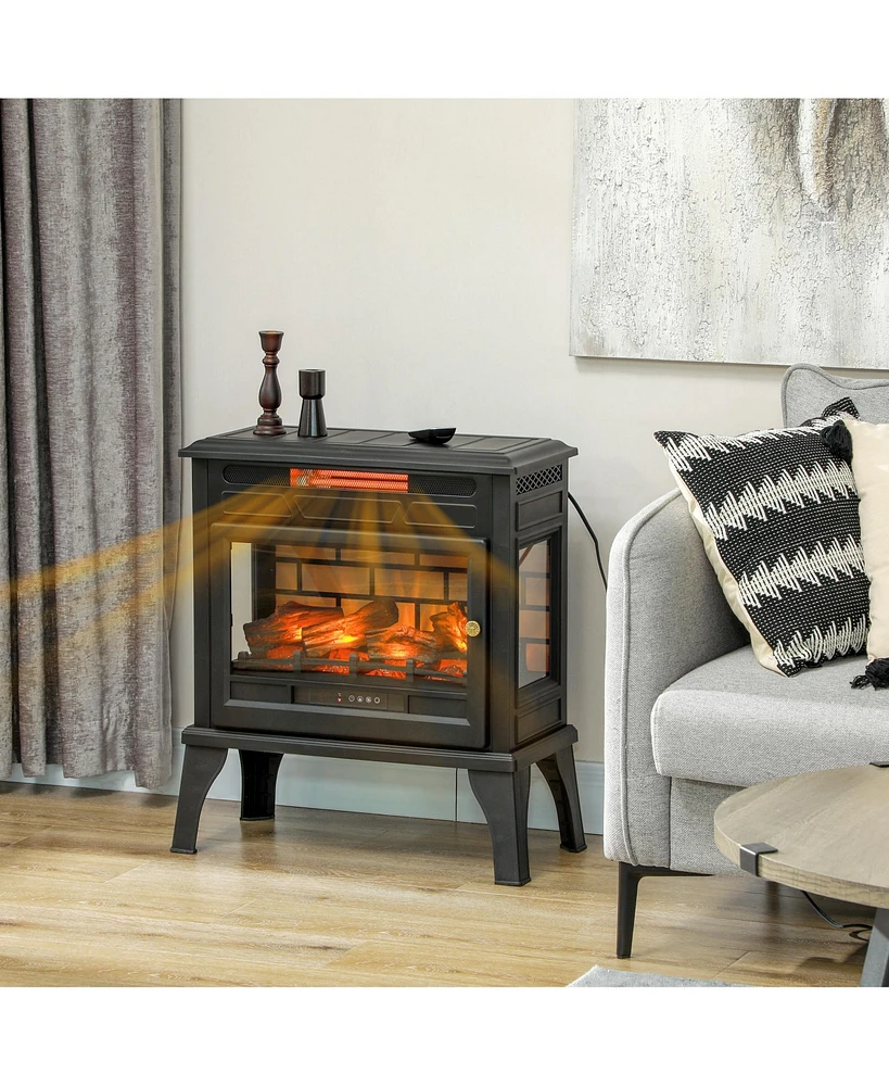 Homcom 24" Freesding Electric Fireplace Stove w/ Realistic Flame