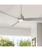 60" Sailplane Modern Industrial Indoor Outdoor Ceiling Fan 3 Blade Led Light Remote Control Silver Finish Blades Bedroom Patio Living Room Kitchen Por