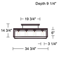 Franklin Iron Works Ketler 34 3/4" Modern Industrial Semi Flush-Mount Ceiling Light Fixture Kitchen Foyer Hallway Linear 4-Light Brown Oiled Bronze Fi