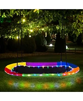 Costway 60" Saucer Swing with Led Lights 700 Lbs Platform Tree Swing with Adjustable Ropes