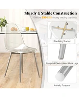 Gouun Set of 4 Dining Chairs Modern Plastic Shell Side Chair with Seat and Wood Legs