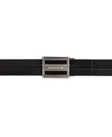 Tommy Hilfiger Men's Flex Stretch Cut Out Plaque Compression Buckle Belt