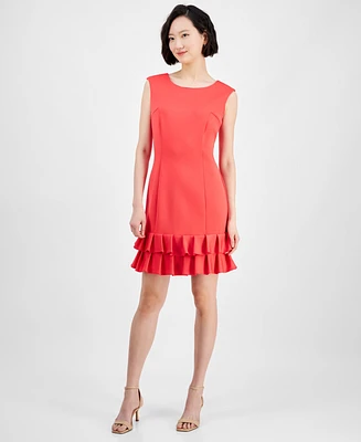 Donna Ricco Ruffled-Hem Sheath Dress