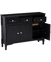 Kings Brand Furniture King's Brand Wood Console Sideboard Table with Drawers and Storage, Black Finish