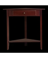 Kings Brand Furniture Walnut Finish Wood Corner Sofa Accent Table with Drawer