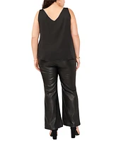 Vince Camuto Plus Rhinestone-Trim V-Neck Satin Top