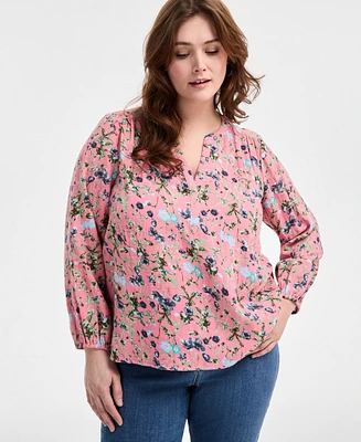 Style & Co Plus Floral-Print Blouse, Exclusively at Macy's